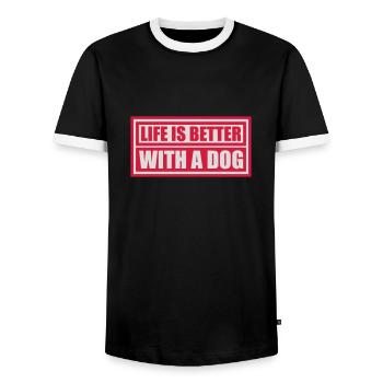 better with a dog - Men's Ringer Shirt - black/white - Front - AI Model Female 172 light (172cm) & AI Model Male 178 light (178cm)