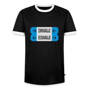 Inspirez expirez Yoga citation - T-shirt contrasté Homme - noir/blanc - Devant - AI Model Female 172 light (172cm) & AI Model Male 178 light (178cm)