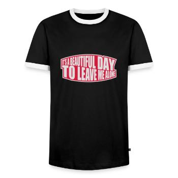 leave me alone day - Men's Ringer Shirt - black/white - Front - AI Model Female 172 light (172cm) & AI Model Male 178 light (178cm)