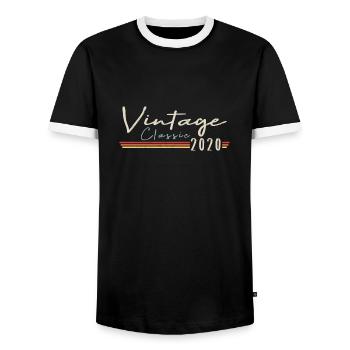 Vintage Original since 2020 Birthday Retro 2020 - Men's Ringer Shirt - black/white - Front - AI Model Female 172 light (172cm) & AI Model Male 178 light (178cm)