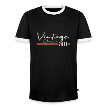 Vintage Original since 2011 Geburtstag Retro 2011 - Männer Kontrast-T-Shirt - Schwarz/Weiß - Vorne - AI Model Female 172 light (172cm) & AI Model Male 178 light (178cm)