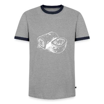 Sushi dessiné à la main - T-shirt contrasté Homme - gris/marine  - Devant - AI Model Female 172 light (172cm) & AI Model Male 178 light (178cm)