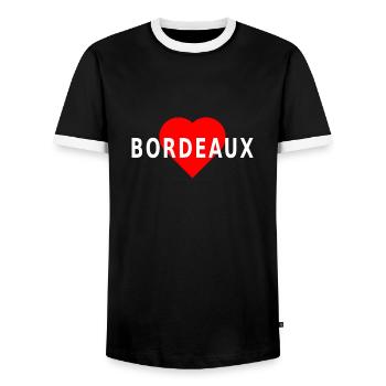 Bordeaux, coeur rouge - T-shirt contrasté Homme - noir/blanc - Devant - AI Model Female 172 light (172cm) & AI Model Male 178 light (178cm)
