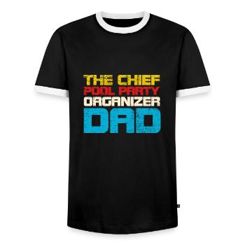 The Chief Pool Party Organizer Dad - Männer Kontrast-T-Shirt - Schwarz/Weiß - Vorne - AI Model Female 172 light (172cm) & AI Model Male 178 light (178cm)