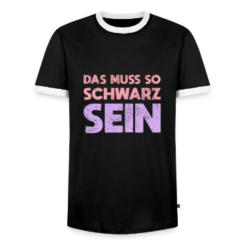 Das Muss So Schwarz Sein - Männer Kontrast-T-Shirt - Schwarz/Weiß - Vorne - AI Model Female 172 light (172cm) & AI Model Male 178 light (178cm)
