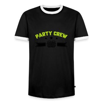 Party Crew - Men's Ringer Shirt - black/white - Front - AI Model Female 172 light (172cm) & AI Model Male 178 light (178cm)