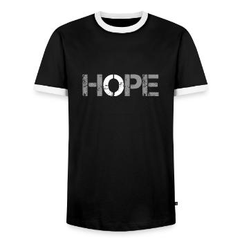 Hope - Männer Kontrast-T-Shirt - Schwarz/Weiß - Vorne - AI Model Female 172 light (172cm) & AI Model Male 178 light (178cm)