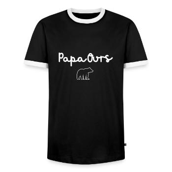papa ours - papa ours cadeau papa - T-shirt contrasté Homme - noir/blanc - Devant - AI Model Female 172 light (172cm) & AI Model Male 178 light (178cm)