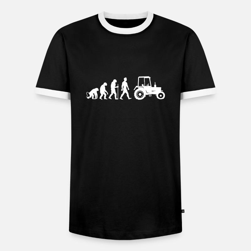 traktor evolution - Männer Kontrast-T-Shirt - Schwarz/Weiß