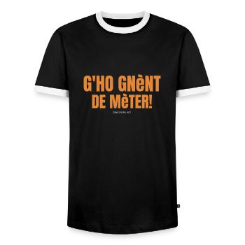 Brescianischer Dialekt Episch schöne lustige Sätze - Männer Kontrast-T-Shirt - Schwarz/Weiß - Vorne - AI Model Female 172 light (172cm) & AI Model Male 178 light (178cm)