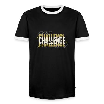 Black Typography Challenge Hoodie - Männer Kontrast-T-Shirt - Schwarz/Weiß - Vorne - AI Model Female 172 light (172cm) & AI Model Male 178 light (178cm)