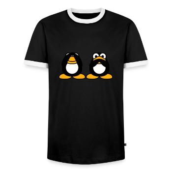 2 Penguins Talking Nothing See Mute Blind Friends - Men's Ringer Shirt - black/white - Front - AI Model Female 172 light (172cm) & AI Model Male 178 light (178cm)