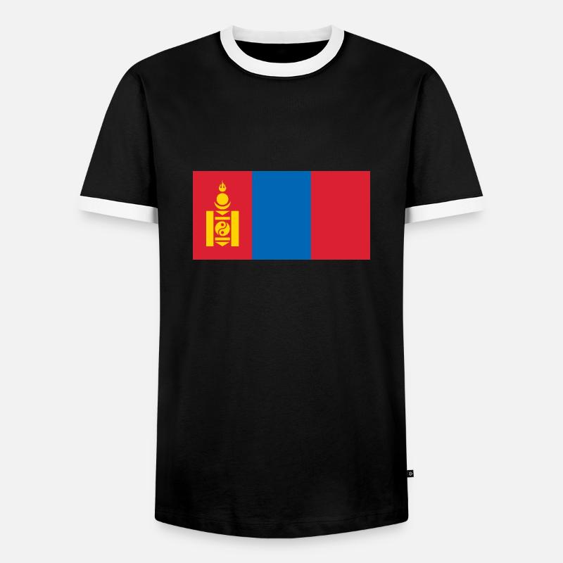 Mongolei - Männer Kontrast-T-Shirt - Schwarz/Weiß
