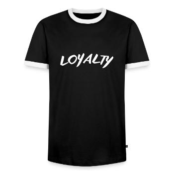 Loyalty - Männer Kontrast-T-Shirt - Schwarz/Weiß - Vorne - AI Model Female 172 light (172cm) & AI Model Male 178 light (178cm)