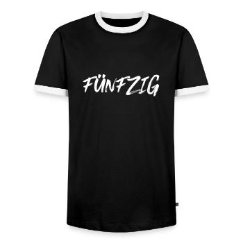 50 Jahre Geburtstag fünfzig - Männer Kontrast-T-Shirt - Schwarz/Weiß - Vorne - AI Model Female 172 light (172cm) & AI Model Male 178 light (178cm)