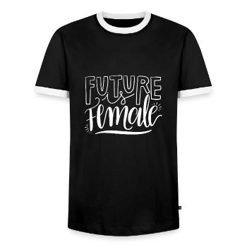 Feminism Saying Gift Vintage Emancipation - Men's Ringer Shirt - black/white - Front - AI Model Female 172 light (172cm) & AI Model Male 178 light (178cm)