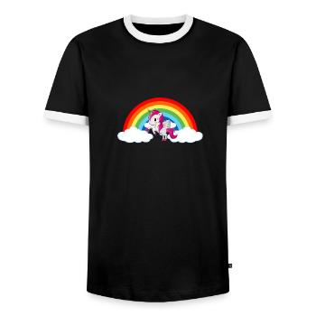 Unicorn mythical animal unicorn shirt unicorns - Men's Ringer Shirt - black/white - Front - AI Model Female 172 light (172cm) & AI Model Male 178 light (178cm)