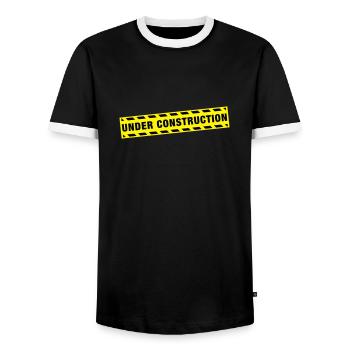 under_construction_de2 - Men's Ringer Shirt - black/white - Front - AI Model Female 172 light (172cm) & AI Model Male 178 light (178cm)