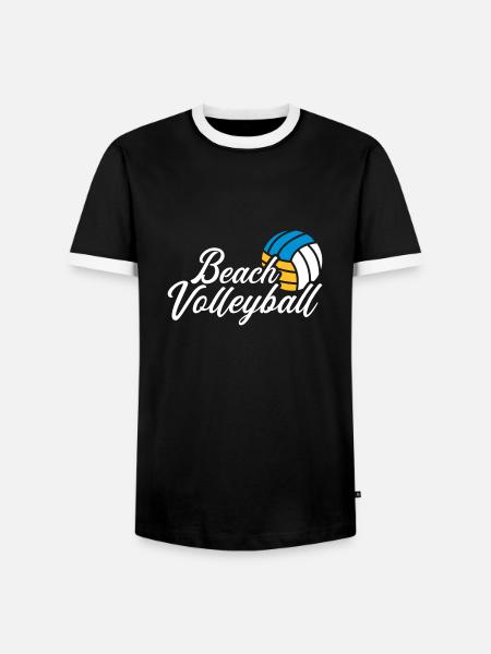 Beachvolleyball - Männer Kontrast-T-Shirt - Schwarz/Weiß