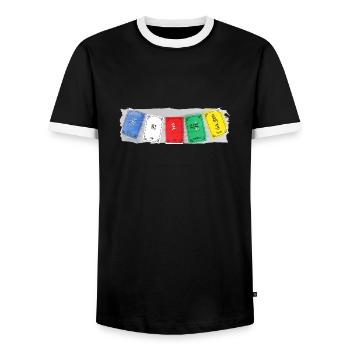 OM MA NI PADME HUM - Drapeaux de prière 3 - T-shirt contrasté Homme - noir/blanc - Devant - AI Model Female 172 light (172cm) & AI Model Male 178 light (178cm)