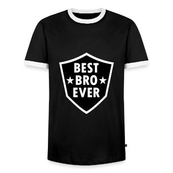 Best bro ever (Wappen, Sterne) - Männer Kontrast-T-Shirt - Schwarz/Weiß - Vorne - AI Model Female 172 light (172cm) & AI Model Male 178 light (178cm)