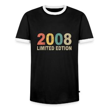14ème Anniversaire 14 Ans Cadeau 2008 Fête - T-shirt contrasté Homme - noir/blanc - Devant - AI Model Female 172 light (172cm) & AI Model Male 178 light (178cm)