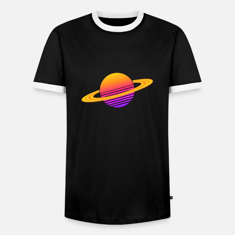 Synthwave Saturn - Men's Ringer Shirt - black/white