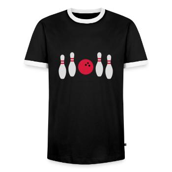 Entre les deux ne pas frapper le bowling - T-shirt contrasté Homme - noir/blanc - Devant - AI Model Female 172 light (172cm) & AI Model Male 178 light (178cm)