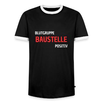 Blutgruppe Baustelle Positiv - Bauarbeiterwitzig - Männer Kontrast-T-Shirt - Schwarz/Weiß - Vorne - AI Model Female 172 light (172cm) & AI Model Male 178 light (178cm)