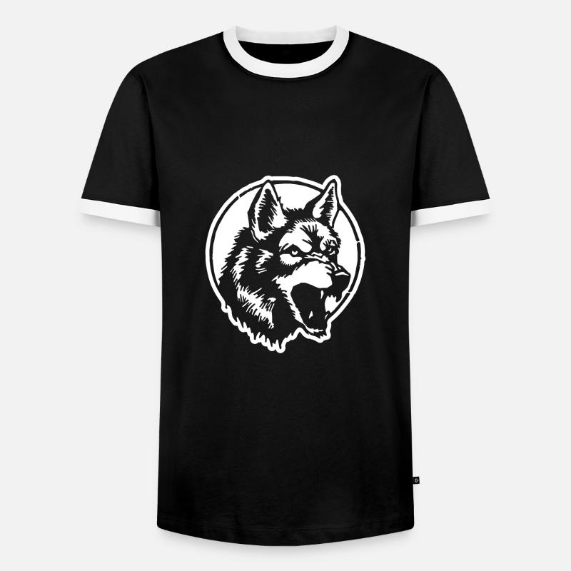 Wolf - Männer Kontrast-T-Shirt - Schwarz/Weiß