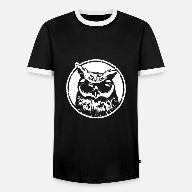 Eule - Männer Kontrast-T-Shirt - Schwarz/Weiß