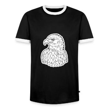 Eagle Eagle Head - Men's Ringer Shirt - black/white - Front - AI Model Female 172 light (172cm) & AI Model Male 178 light (178cm)