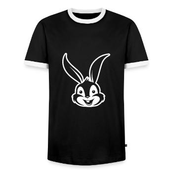 Rabbit Rabbit - Men's Ringer Shirt - black/white - Front - AI Model Female 172 light (172cm) & AI Model Male 178 light (178cm)