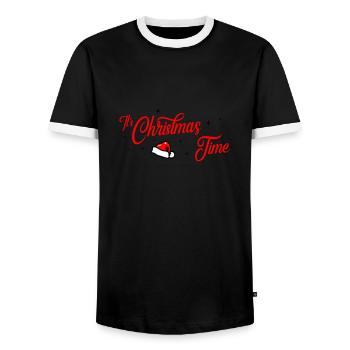 Christmas Time - Men's Ringer Shirt - black/white - Front - AI Model Female 172 light (172cm) & AI Model Male 178 light (178cm)