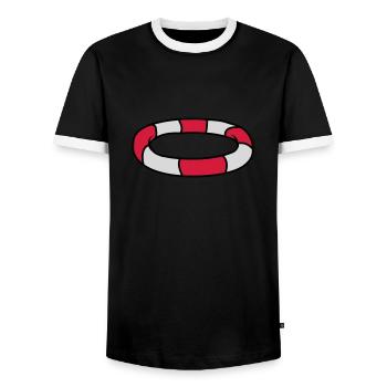 Lifebuoy Logo Design - Men's Ringer Shirt - black/white - Front - AI Model Female 172 light (172cm) & AI Model Male 178 light (178cm)