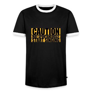 may spontaneously start singing - Männer Kontrast-T-Shirt - Schwarz/Weiß - Vorne - AI Model Female 172 light (172cm) & AI Model Male 178 light (178cm)