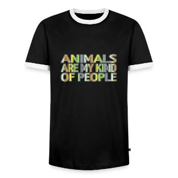 animal rights activists animal welfare present - Männer Kontrast-T-Shirt - Schwarz/Weiß - Vorne - AI Model Female 172 light (172cm) & AI Model Male 178 light (178cm)