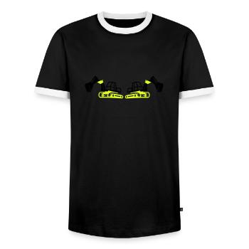 bagger 2 - Männer Kontrast-T-Shirt - Schwarz/Weiß - Vorne - AI Model Female 172 light (172cm) & AI Model Male 178 light (178cm)