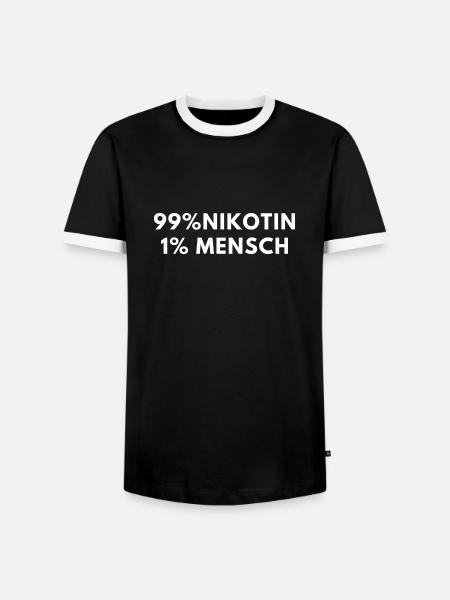 99%Nikotin 1%Mensch - Männer Kontrast-T-Shirt - Schwarz/Weiß