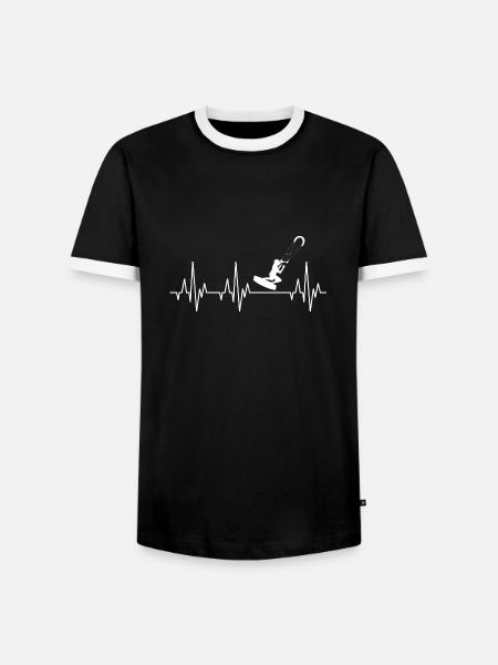 Herzschlag Kitesurfen Kiteboard Lenkdrachensegeln - Männer Kontrast-T-Shirt - Schwarz/Weiß