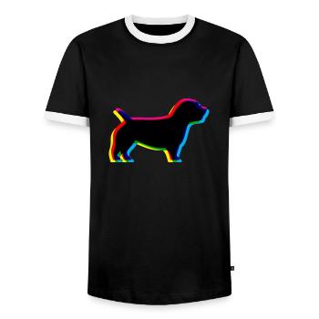 CMYK Irish Glen of Imaal Terrier - Men's Ringer Shirt - black/white - Front - AI Model Female 172 light (172cm) & AI Model Male 178 light (178cm)