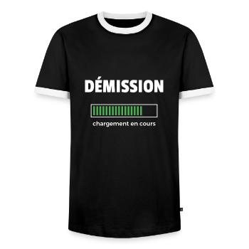 démission chargement en cours - T-shirt contrasté Homme - noir/blanc - Devant - AI Model Female 172 light (172cm) & AI Model Male 178 light (178cm)