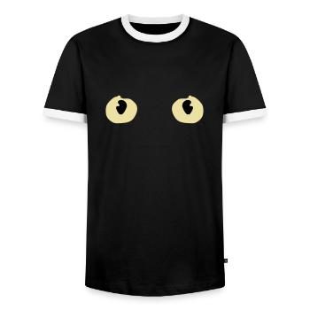 Cat Cat Eyes Eyes Pet Cats Kitten - Men's Ringer Shirt - black/white - Front - AI Model Female 172 light (172cm) & AI Model Male 178 light (178cm)
