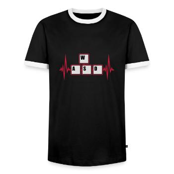 WASD Touches de clavier Gamer - T-shirt contrasté Homme - noir/blanc - Devant - AI Model Female 172 light (172cm) & AI Model Male 178 light (178cm)