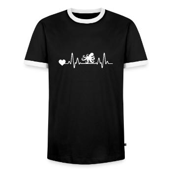 Poulpe de battement de cœur de calmar - T-shirt contrasté Homme - noir/blanc - Devant - AI Model Female 172 light (172cm) & AI Model Male 178 light (178cm)