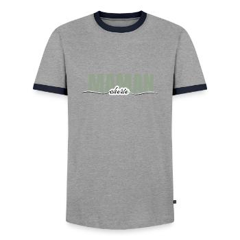 Mommy Darling - Mom Gift - Men's Ringer Shirt - grey/navy  - Front - AI Model Female 172 light (172cm) & AI Model Male 178 light (178cm)