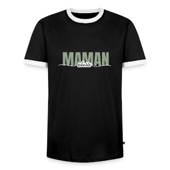 Mama Liebling - Mama Geschenk - Männer Kontrast-T-Shirt - Schwarz/Weiß - Vorne - AI Model Female 172 light (172cm) & AI Model Male 178 light (178cm)