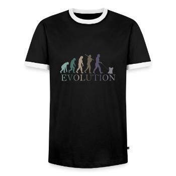 EVOLUTION Yorkshire Terrier - Männer Kontrast-T-Shirt - Schwarz/Weiß - Vorne - AI Model Female 172 light (172cm) & AI Model Male 178 light (178cm)