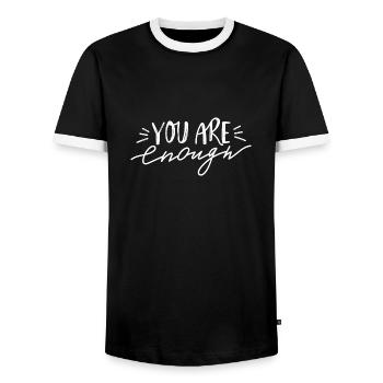 You Are Enough - Men's Ringer Shirt - black/white - Front - AI Model Female 172 light (172cm) & AI Model Male 178 light (178cm)