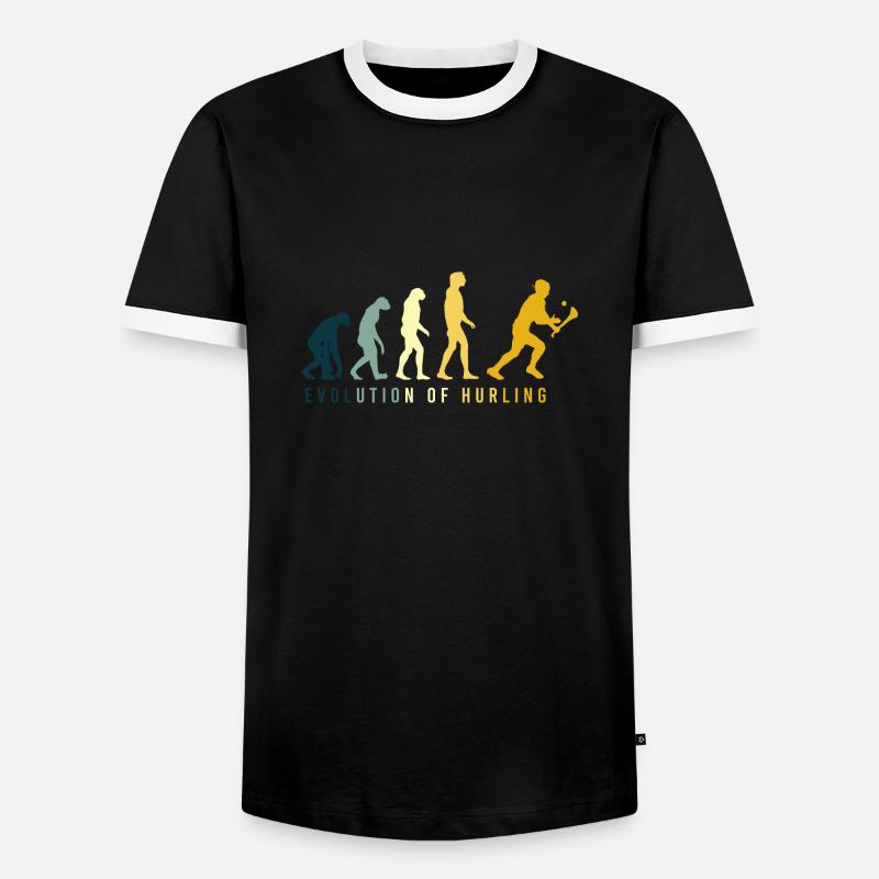 Die Evolution von Hurling - Männer Kontrast-T-Shirt - Schwarz/Weiß